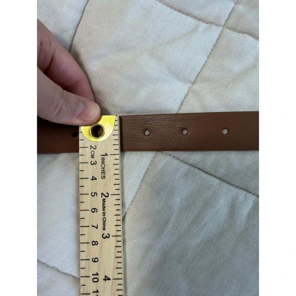 Brown Double Wrap Belt M Brass Dome Studded Faux Leather Boho Western Y2K Womens